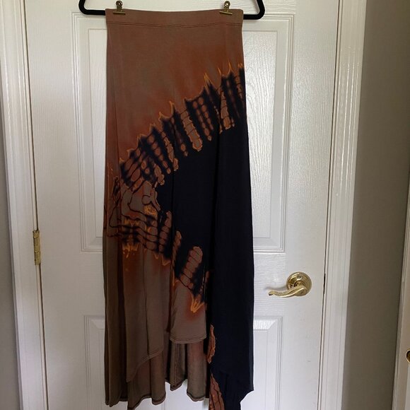 vintage black & brown tie-dye maxi skirt - Picture 1 of 2